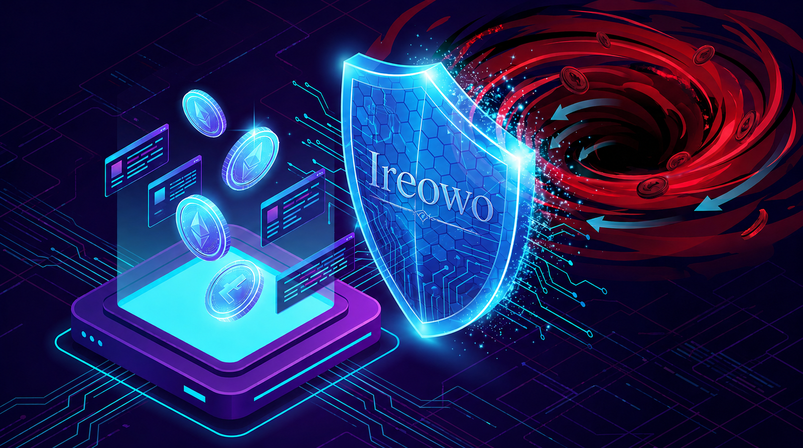 Ireowo digital shield representing chargeback protection and payment security for high-risk e-commerce merchants