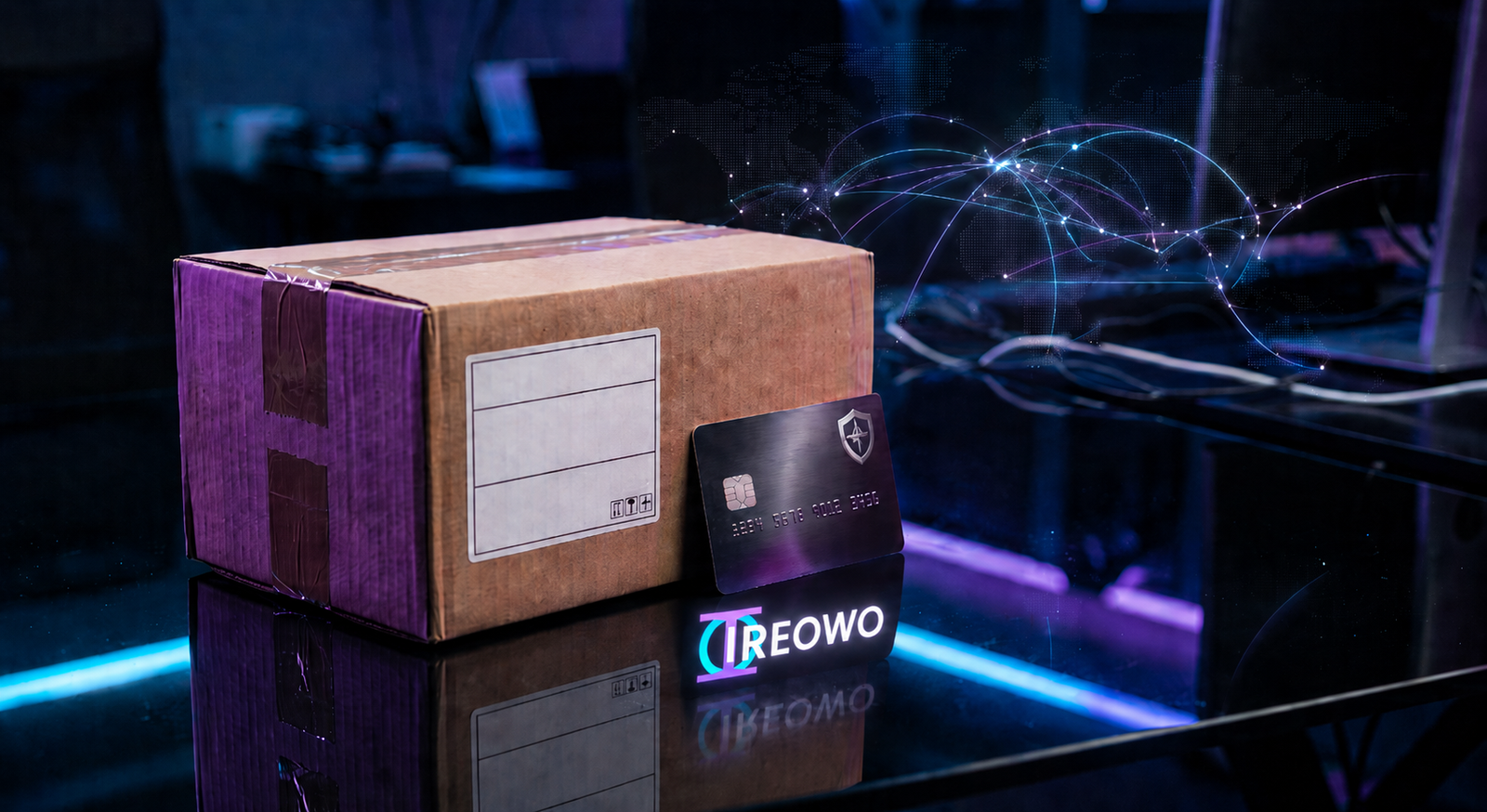 High risk merchant account dropshipping package next to a secure Ireowo payment card for EU and USA retailers