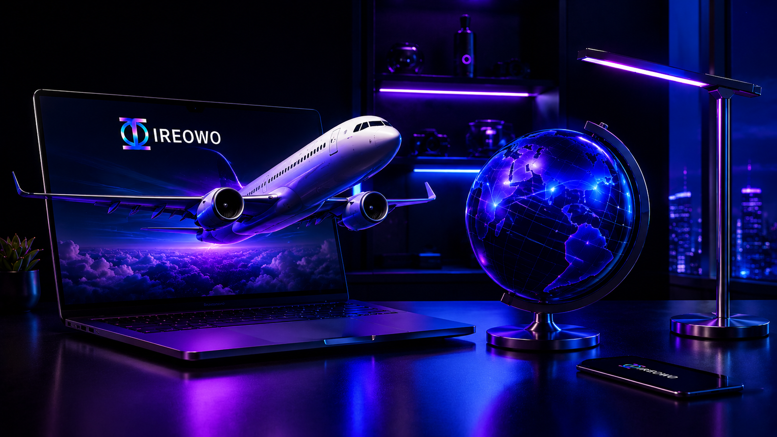Laptop and illuminated globe representing global payment processing for tour operators